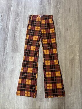 Urban Outfitters Mustard, Black & Burgundy Plaid Pants